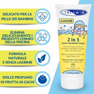 Bagnoschiuma Shampoo Anti Cloro Triswim Bambini descrizione 1